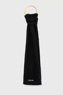Apaszki i szaliki damskie - Calvin Klein szalik z domieszką wełny kolor czarny gładki - miniaturka - grafika 1