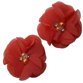 Sztuczne kwiaty - Kwiat Ozdobny Z Materiału Ciemny Koral 2 Szt. Nr19 - miniaturka - grafika 1