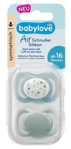 Babylove, Air silikonowy smoczek symetryczny, zielony, rozmiar 3, od 16 miesięcy, 2 sztuki - Smoczki uspokajające - miniaturka - grafika 1