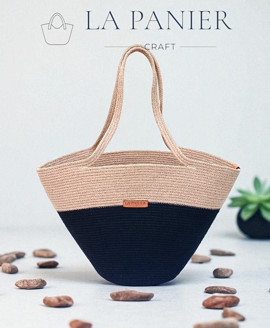 Koszyk torba damska wiosenna miejski shopper czarny cappucino na lato La Panier