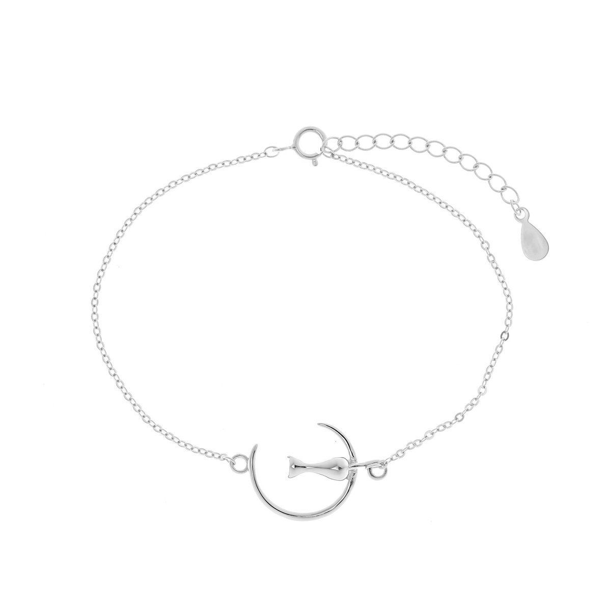 Srebrna bransoletka 925 Kot na księżycu
