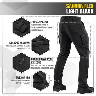 M-Tac - Spodnie Sahara Flex Lite - Czarne - 20064048 - Odzież taktyczna i umundurowanie - miniaturka - grafika 4