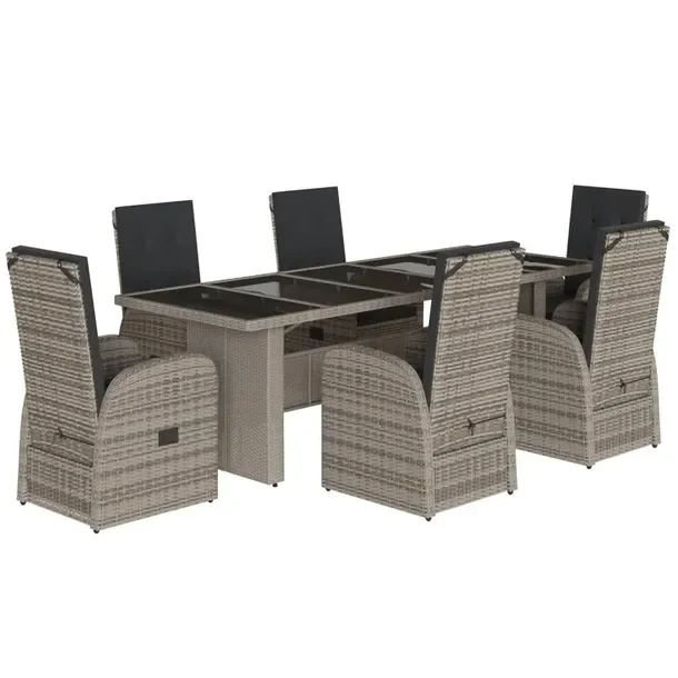 Zestaw Mebli Ogrodowych Rattan PE Szary, Stół 240x90x75 cm, Fotel 57x69x1