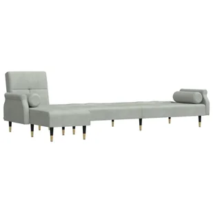 Sofa rozkładana L, jasnoszara, 271x140x70 cm, aksamit Lumarko! - Narożniki - miniaturka - grafika 5
