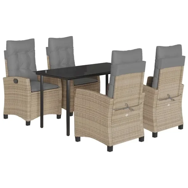 Zestaw Mebli Ogrodowych z Rattanu PE, Stół 140x70x74 cm, Krzesła 57x66x9