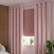 Zasłony - Gotowa zasłona z miękkiej welwetowej tkaniny Velvi, kolor jasny różowy na przelotkach 140x260 cm - miniaturka - grafika 1