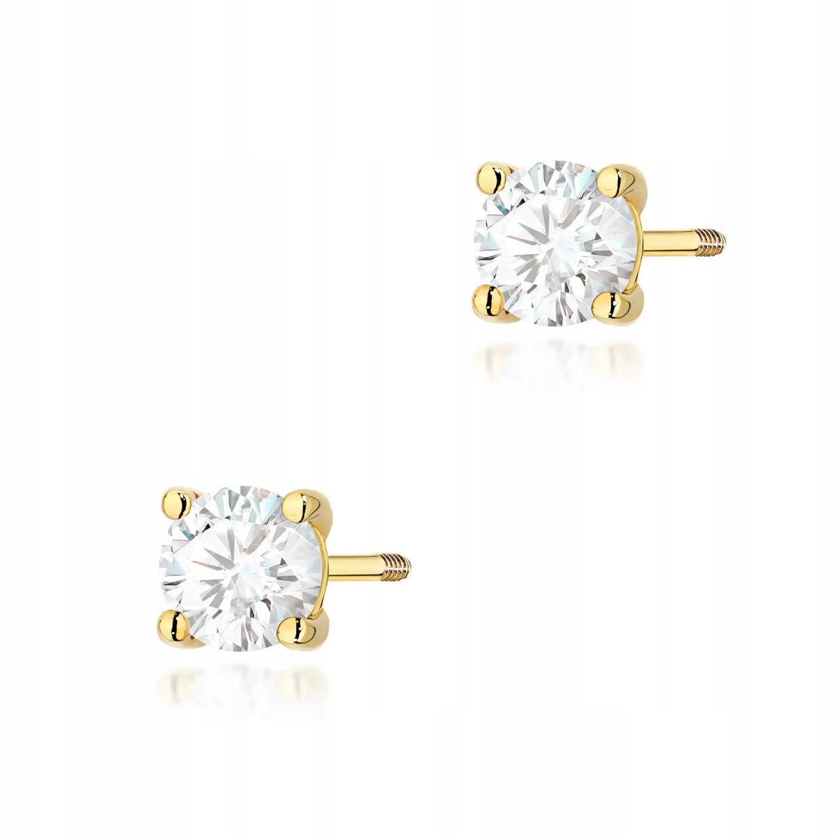 Kolczyki ze złota 585 sztyfty zakręcane diament laboratoryjny 0.50ct
