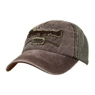 Czapki męskie - Brązowa czapka z daszkiem baseballówka vintage uniwersalna brązowy, beżowy - grafika 1