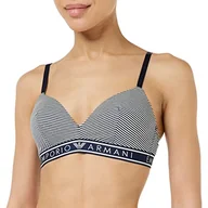 Biustonosze - Emporio Armani Damski wyściełany trójkątny biustonosz, Paski jogurtu morskiego, S - miniaturka - grafika 1