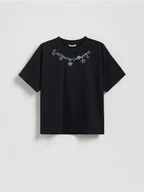 Koszulki dla dziewczynek - Reserved - T-shirt z nadrukiem - czarny - miniaturka - grafika 1