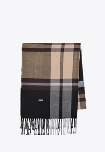 Szalik męski w kratę czarno - brązowy - Apaszki i szaliki męskie - miniaturka - grafika 1