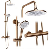 Zestawy prysznicowe - Zestaw prysznicowy natynkowy miedź szczotkowana Foss Clif Rea - miniaturka - grafika 1