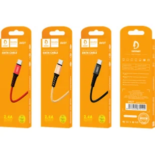 Kabel Usb Wzmacniany Typ-C Denmen Złoty 1M D02T - Kable USB - miniaturka - grafika 1