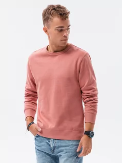 Bluzy męskie - Bluza męska bez kaptura bawełniana - różowa B1146 - grafika 1