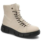 Botki damskie - Beżowe Botki Rieker Ocieplane Buty Damskie - miniaturka - grafika 1