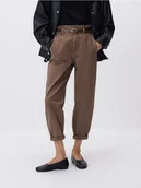 Spodnie damskie - Reserved - Jeansy paperbag - brązowy - miniaturka - grafika 1