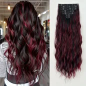 Pozostałe akcesoria fryzjerskie - TEMU 7 sztuk wloczek do włosów, 24-calowy długi kręcony falowy sztuczny włos, czarny brązowy dla kobiet - gotowy na imprezę, włókno odpowiadające - miniaturka - grafika 1