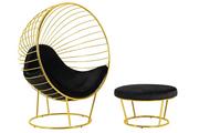 Fotele - King Home Złoty fotel glamour Gabbia z podnóżkiem CH5994-1.OTTO.CD - miniaturka - grafika 1