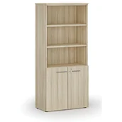 Szafy biurowe - Szafa biurowa kombinowana PRIMO WOOD, drzwi na 2 poziomach, 1781 x 800 x 420 mm, dąb naturalny - miniaturka - grafika 1