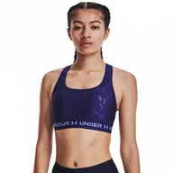 Biustonosze - Biustonosz treningowy Under Armour Mid Crossback Emboss Sports Bra - niebieski - miniaturka - grafika 1