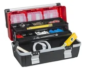 Skrzynki i torby narzędziowe - Allit skrzynka narzędziowa MCPlus ALU 22 z dwupoziomową półką 550x286x278mm (457 (457021) - miniaturka - grafika 1