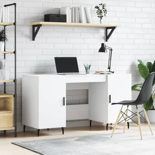 ﻿Biurko, białe, 140x50x75 cm, materiał drewnopochodny - Biurka dla dzieci - miniaturka - grafika 1