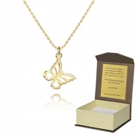 Biżuteria dla dzieci - ! 925 ZŁOTY ŁAŃCUSZEK 45CM MOTYLEK DEDYKACJA A4Z72 - miniaturka - grafika 1