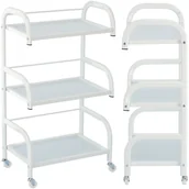 Meble fryzjerskie - Pomocnik kosmetyczny fryzjerski do salonu ST042-WH uniwersalna szafka wózek stolik na kółkach z trzema półkami - miniaturka - grafika 1