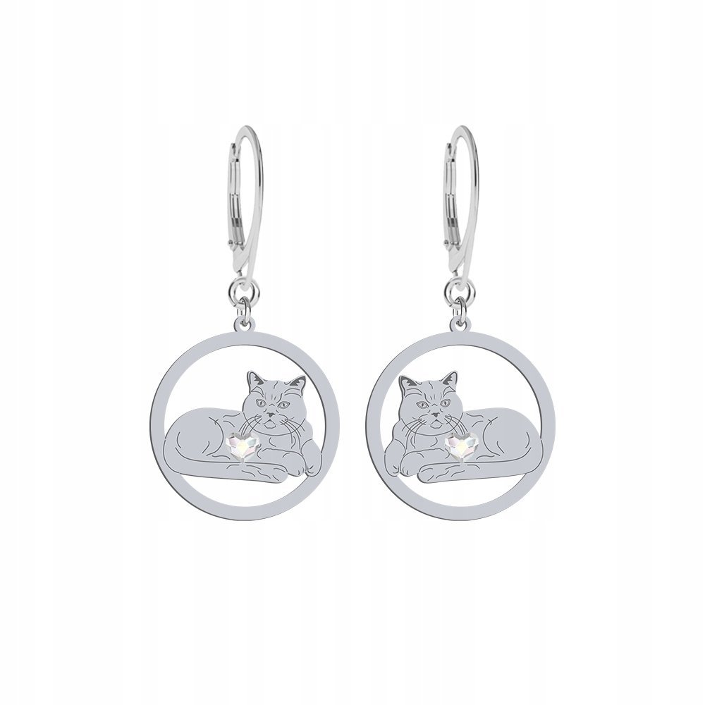 Kolczyki Srebrne British Shorthair Cat 925 Kobieta Biżuteria Prezent GRAWER