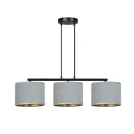 Lampy sufitowe - Lampa wisząca Hilde czarno-szara-złota 3xE27x15W wym: 100 x 72 x 20 cm tkanina Emibig - miniaturka - grafika 1