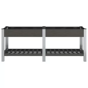 Podwyższona donica z półką, szara, 200x50x75 cm, WPC Lumarko - Donice - miniaturka - grafika 4