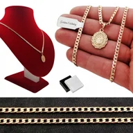 Biżuteria dla dzieci - ZŁOTY ŁAŃCUSZEK PANCERKA+MEDALIK MATKA BOSKA 60CM - miniaturka - grafika 1