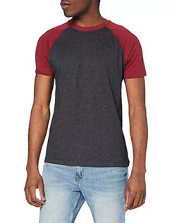 Koszulki męskie - Urban Classics T-shirt męski Raglan Contrast Tee, Charcoal/Burgundy, XXL - grafika 1