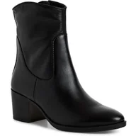 Botki damskie - Botki damskie czarne Marco Tozzi 25360 skórzane na obcasie ocieplane-40 - miniaturka - grafika 1