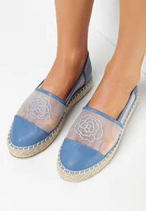Niebieskie Espadryle na Plecionej Podeszwie z Siateczkową Cholewka Evarine - Espadryle damskie - miniaturka - grafika 1