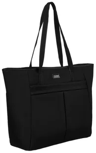 PETERSON Duża i pojemna torebka damska na ramię czarna shopper bag na suwak mieści a4 kieszonki - Torebki damskie - miniaturka - grafika 1