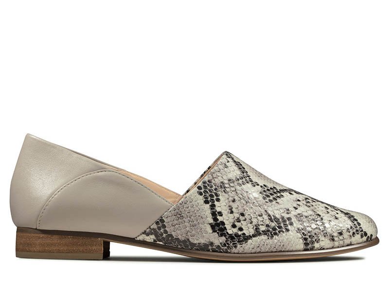 Mokasyny Clarks Pure Tone szare wąż skórzane 35,5