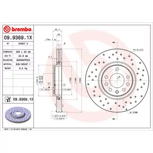 Tarcza hamulcowa BREMBO 09.9369.1X - Tarcze hamulcowe - miniaturka - grafika 1