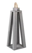 Świeczniki - SZARY LAMPION DREWNIANY / LATARENKA 14x14x34,5/37,5/43 cm TIN TOURS - miniaturka - grafika 1