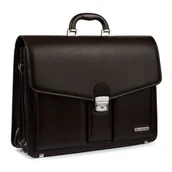 Teczki i aktówki - Brązowa męska aktówka Beltimore teczka elegancka pojemna W35 brązowy, beżowy - miniaturka - grafika 1