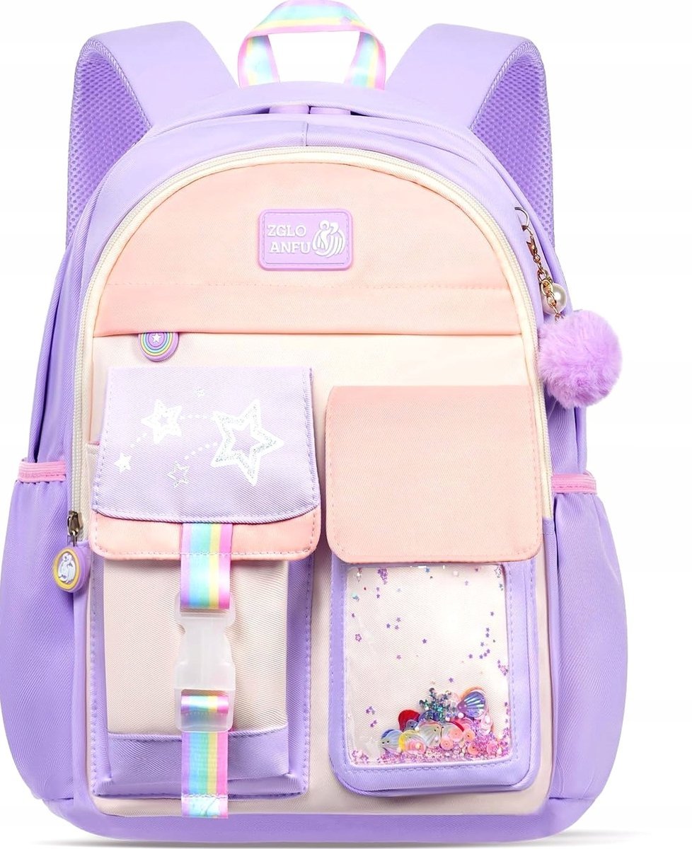 PLECAK DZIECIĘCY L FIOLETOWY LILIOWY SZKOLNY DUŻY UNISEX POLIESTER