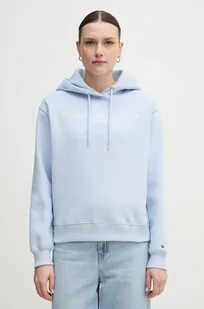 Tommy Hilfiger bluza damska kolor niebieski z kapturem z aplikacją WW0WW43598 - Bluzy damskie - miniaturka - grafika 1