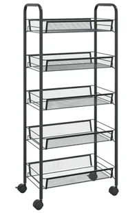 Czarny mobilny regał do kuchni i łazienki P7-Z63 - Wózki kuchenne - miniaturka - grafika 1