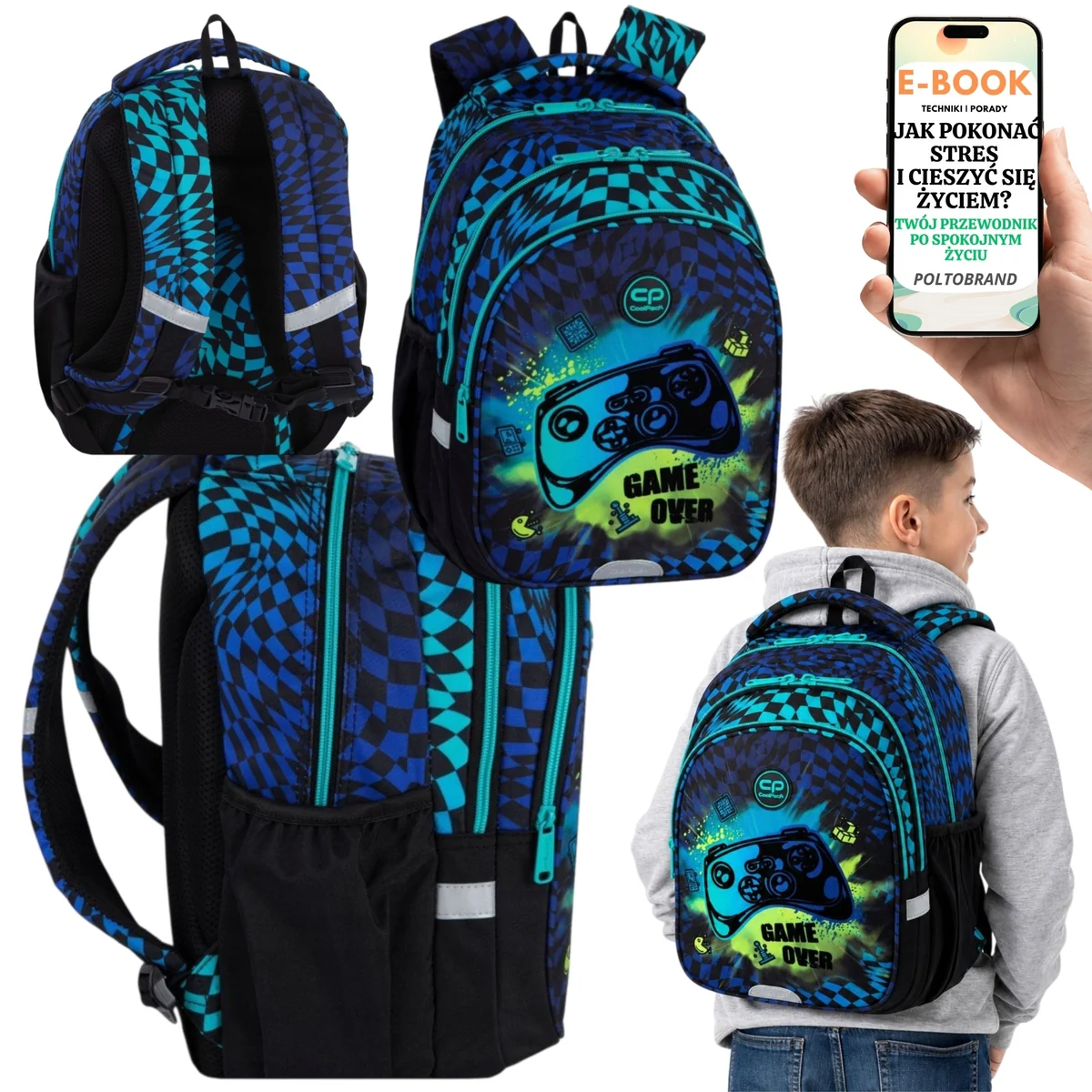PLECAK dla CHŁOPCA do SZKOŁY COOLPACK GAMER Gaming Klasa 1-3 Duży A4 + E-BOOK-1