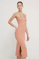 Sukienki - Roxy sukienka kolor różowy midi dopasowana ERJKD03467 - miniaturka - grafika 1