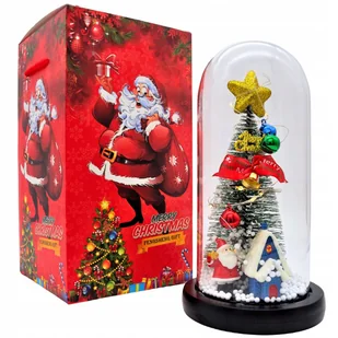 Choinka Sztuczna Mała Led W Szkle Ozdobna Świąteczna Mikołaj Śnieg Prezent / Merry Christmas - Ozdoby bożonarodzeniowe - miniaturka - grafika 1