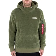 Bluzy męskie - ALPHA INDUSTRIES Męska bluza z kapturem Teddy Hoody, zielony (sage green), XS - miniaturka - grafika 1