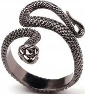 Pierścionki - Czarny Pierścionek z Wężem w Stylu Boho Vintage Regulowany Stal Szlachetna - miniaturka - grafika 1