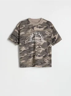 Reserved - Bawełniany t-shirt moro - jasny zielony - Koszulki dla chłopców - miniaturka - grafika 1