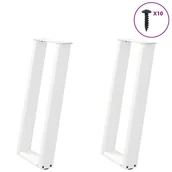 Zawiasy, okucia i inne akcesoria - Nogi do stołu konsolowego w kształcie litery U 2 szt. Białe 28x(72-73) cm Stal vidaXL - miniaturka - grafika 1